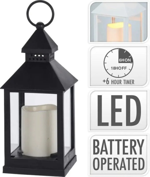 LAMPION LATARNIA ze świecą LED dekoracyjną wysokość 23cm