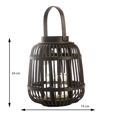 Lampion bambusowy 24X19CM CZARNY