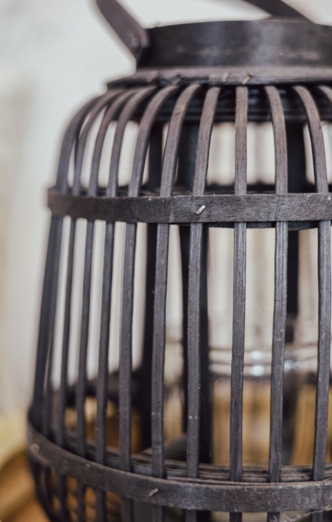 Lampion bambusowy 24X19CM CZARNY