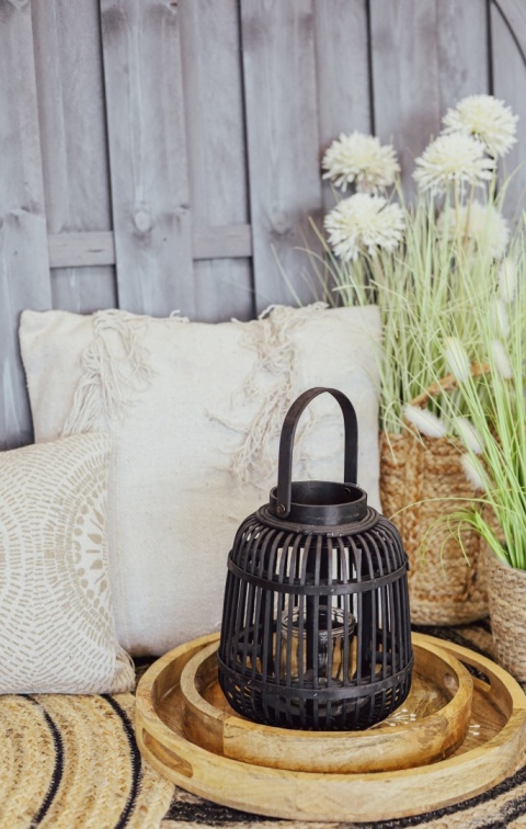 Lampion bambusowy 24X19CM CZARNY