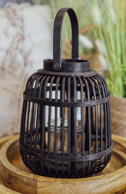 Lampion bambusowy 24X19CM CZARNY