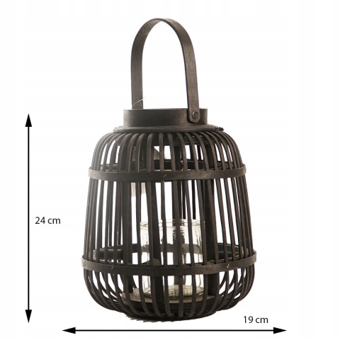 Lampion bambusowy 24X19CM CZARNY