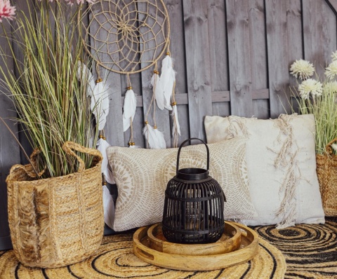 Lampion bambusowy 24X19CM CZARNY