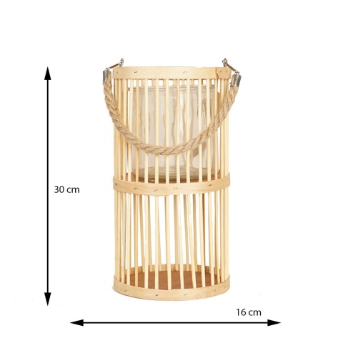 Lampion bambusowy ze sznurkiem 16x30cm naturalny