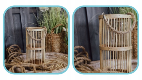 Lampion bambusowy ze sznurkiem 16x30cm naturalny