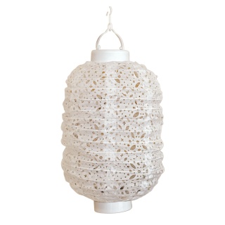 Lampion solarny biały ażurowy nylon 20cm, Lumineo