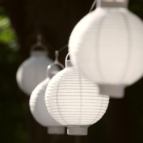 Lampion solarny biały nylon 20cm Lumineo led