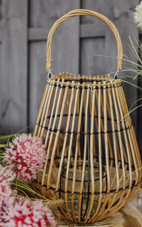 Lampion wiklinowy naturalny 26x36cm duży