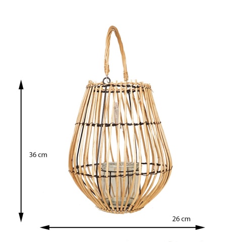 Lampion wiklinowy naturalny 26x36cm duży