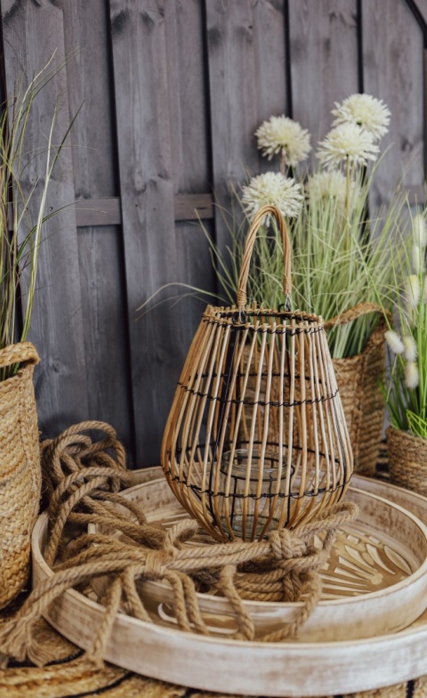 Lampion wiklinowy naturalny 26x36cm duży