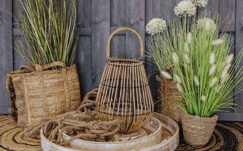 Lampion wiklinowy naturalny 26x36cm duży