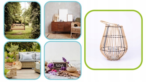 Lampion wiklinowy naturalny 26x36cm duży