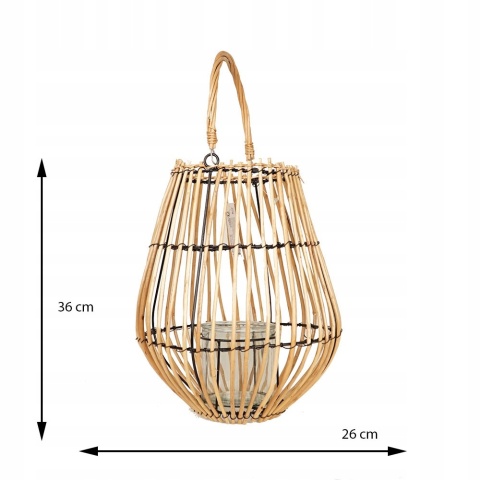 Lampion wiklinowy naturalny 26x36cm duży
