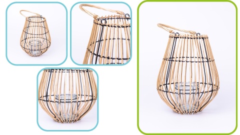 Lampion wiklinowy naturalny 26x36cm duży