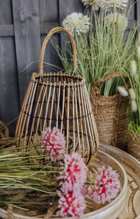 Lampion wiklinowy naturalny 26x36cm duży