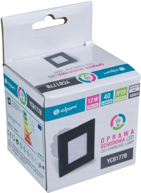 Oprawa LED schodowa, kwadratowa, czarny mat / YCB177B