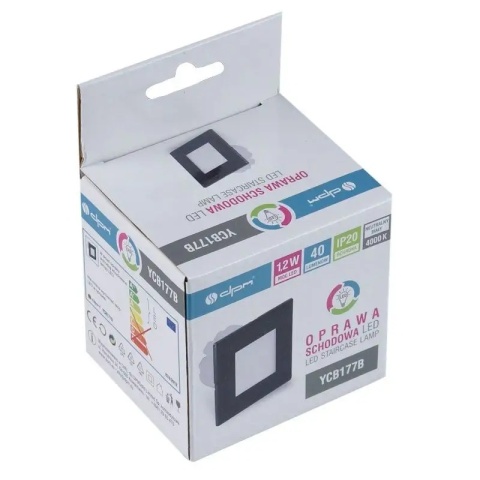 Oprawa LED schodowa, kwadratowa, czarny mat / YCB177B