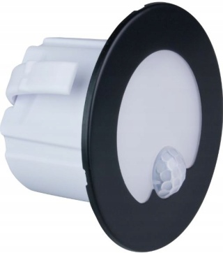 Oprawa LED schodowa z czujnikiem ruchu, okrągła, czarny mat / YCB178B-PIR