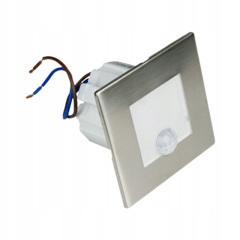 Oprawa LED schodowa z czujnikiem ruchu, okrągła, srebrna / YCB177S-PIR