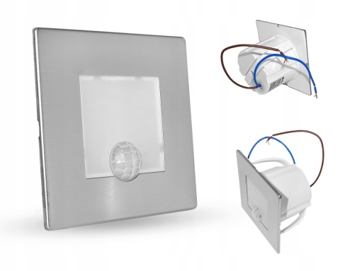 Oprawa LED schodowa z czujnikiem ruchu, okrągła, srebrna / YCB177S-PIR