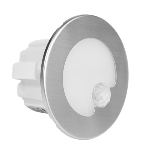 Oprawa LED schodowa z czujnikiem ruchu, okrągła, srebrna / YCB178S-PIR