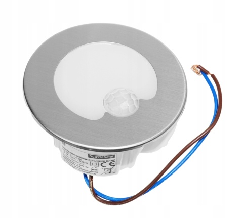 Oprawa LED schodowa z czujnikiem ruchu, okrągła, srebrna / YCB178S-PIR