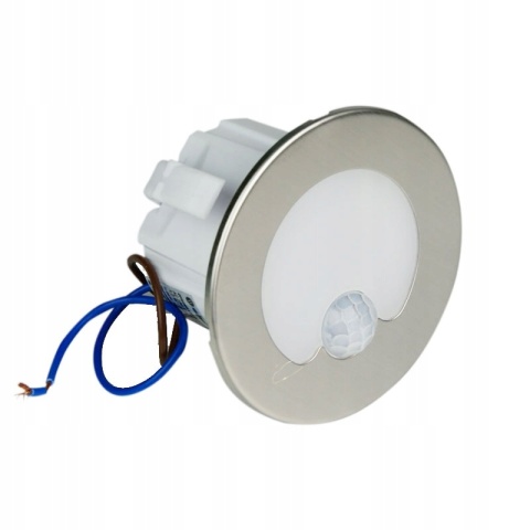 Oprawa LED schodowa z czujnikiem ruchu, okrągła, srebrna / YCB178S-PIR