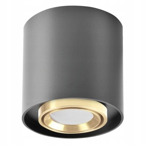 Oprawa natynk. XENO GU10 okrągła czarna+złoty ring regul.