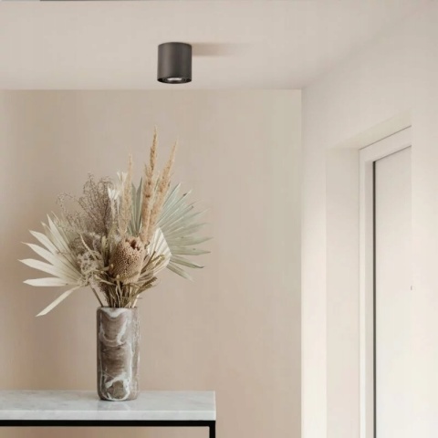 Oprawa natynk. XENO GU10 okrągła czarna+złoty ring regul.