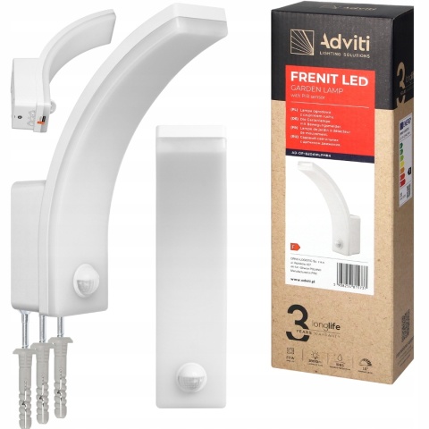Oprawa ogrodowa FRENIT LED 20W, z PIR.2300lm, IP65, 4000K, funkcja przyciemnienia, biała