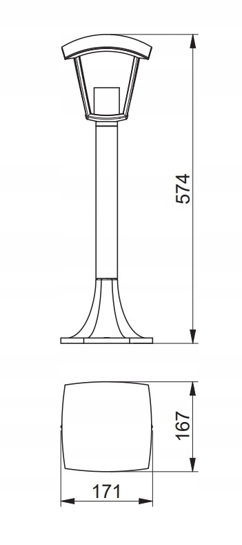 Oprawa ogrodowa MARINA-P,E27, MAX.20W, słupek, czarna