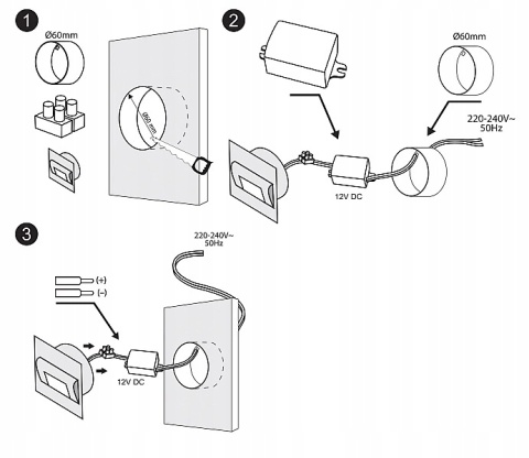 Oprawa schod. Podtynk DRACO LED NEW 1,5W, 12VDC, 30lm, 4000K, biała,