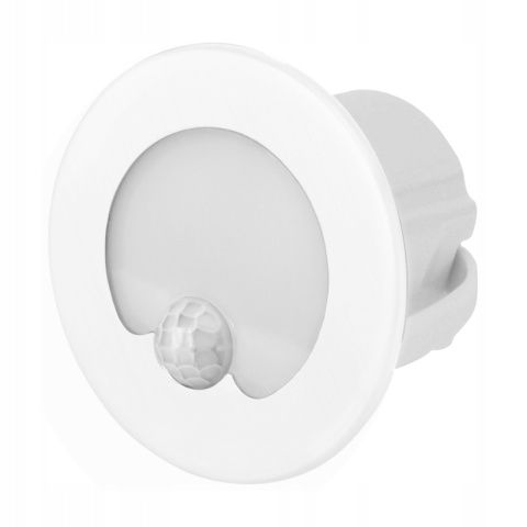Oprawa schodowa LED z czujnikiem ruchu, okrągła, biała / YCB178W-PIR