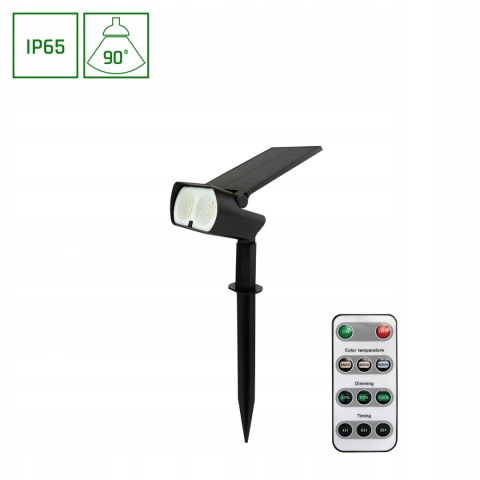 Oprawa solarna OCULUS SOLARIS CCT IP65 290x188x95mm czarna wbijana/z podstawką + pilo