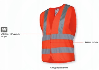 KAMIZELKA OSTRZEGAWCZA 4 PASY, POMARAŃCZOWA, "2XL", CE,LAHTI