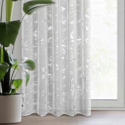 FIRANA GOTOWA biała na taśmie zdobiona Alina 140x270