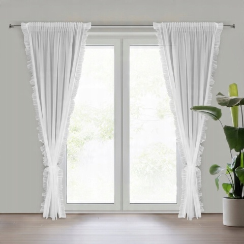 FIRANA GOTOWA biała z etaminy z kryształkami na taśmie Kathy 140x270 FIRANA GOTOWA biała z etaminy z kryształkami na taśmie Kathy 140x270