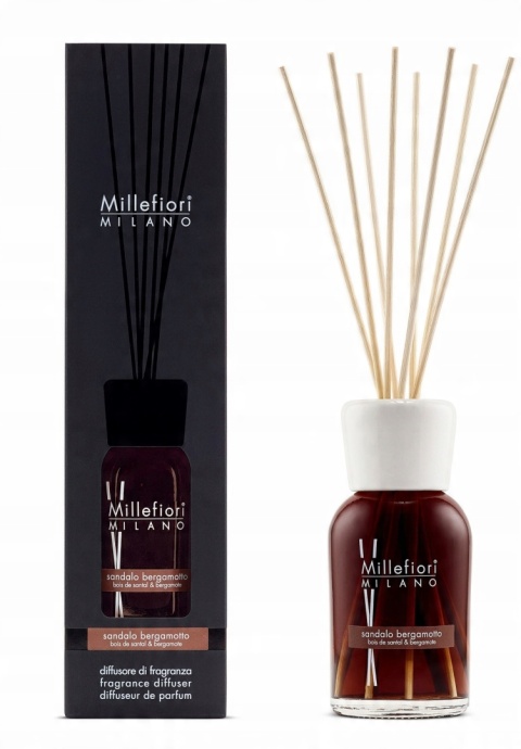 MILLEFIORI MILANO SANDALO BERGAMOTTO dyfuzor zapachowy i pałeczki 250 ml MILLEFIORI MILANO SANDALO BERGAMOTTO dyfuzor zapachowy i pałeczki 250 ml