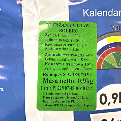 Mieszanka traw Bolero 0,9 kg folia