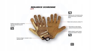 Rękawice Ochronne Warsztatowe z TPR Brąz L281511P