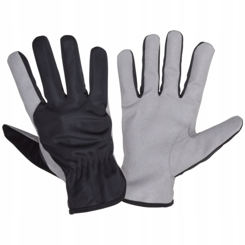 Rękawice robocze ze sztucznej skóry - szare, rozmiar 8