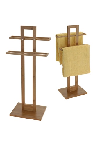Wieszak łazienkowy bambusowy wolnostojący 37X25X85 CM