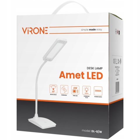 Lampa biurkowa AMET LED 6W, 3000K, f.ściem.czar / DL-8/W