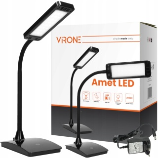 Lampka biurkowa AMET LED 6W, 3000K, f.ściem.czar / DL-8/B
