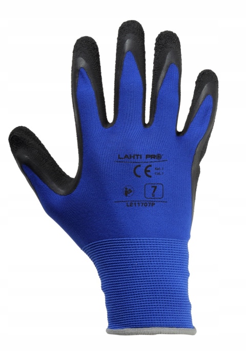 RĘKAWICE LATEKS CZARNO-GRAN. L211708P, KARTA, "8", CE, LAHTI