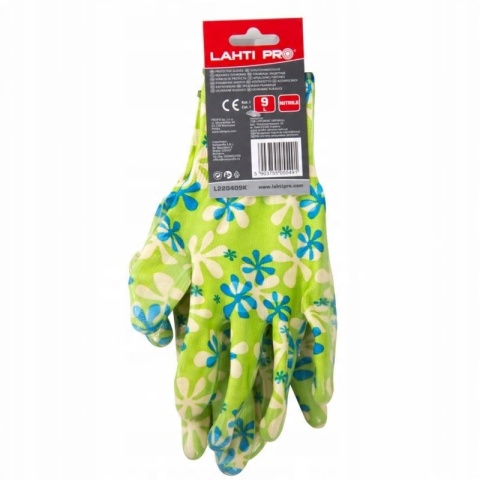 RĘKAWICE NITRYLOWE ZIELONE L220409P, KARTA, 9, CE, LAHTI