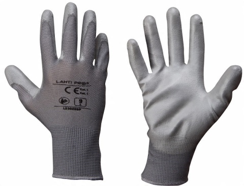 RĘKAWICE OCHRONNE PU SZARE - ROZMIAR 9 - LAHTI.