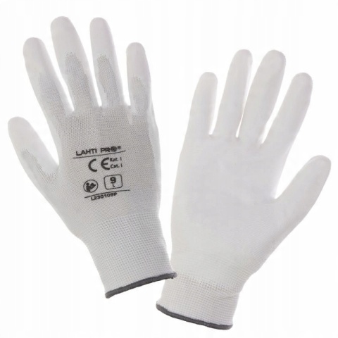 RĘKAWICE PU BIAŁE L230107P, 1 PARA, "7", CE, LAHTI