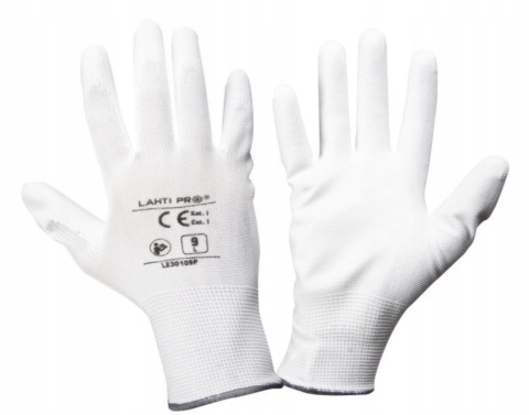 RĘKAWICE PU BIAŁE L230108P, 1 PARA, "8", CE, LAHTI