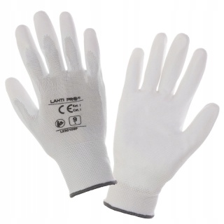 RĘKAWICE PU BIAŁE L230110P, KARTA, "10" 1 PARA, CE, LAHTI